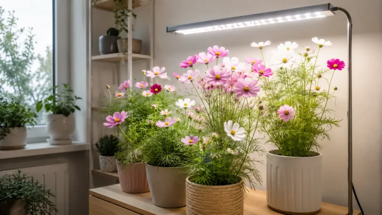 室内でコスモスを育てる方法｜植物育成LEDライトを活用した光不足対策と管理のポイント