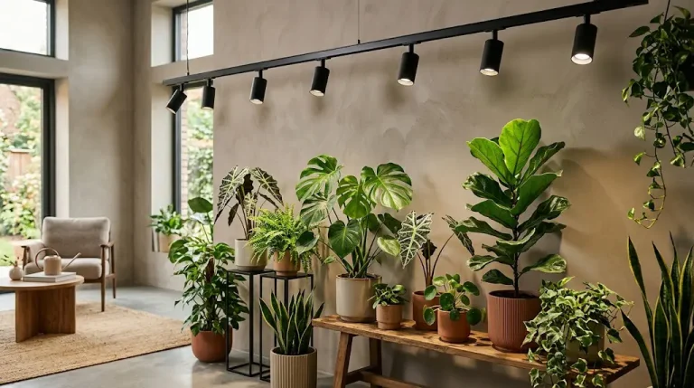 植物が映えるおしゃれインテリア：高演色スポットライトと植物育成用LEDライトで叶える理想の部屋作り