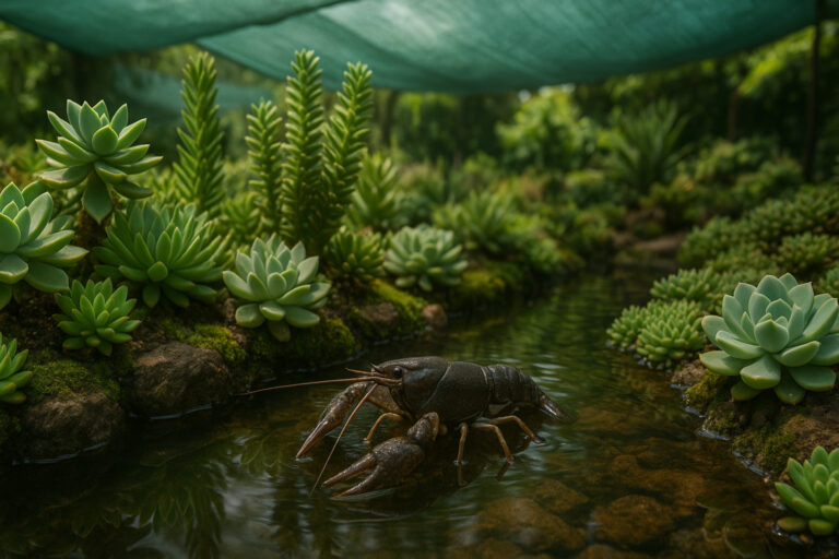 多肉植物とザリガニの共存？照度とシェードのヒミツで育てる緑の楽園