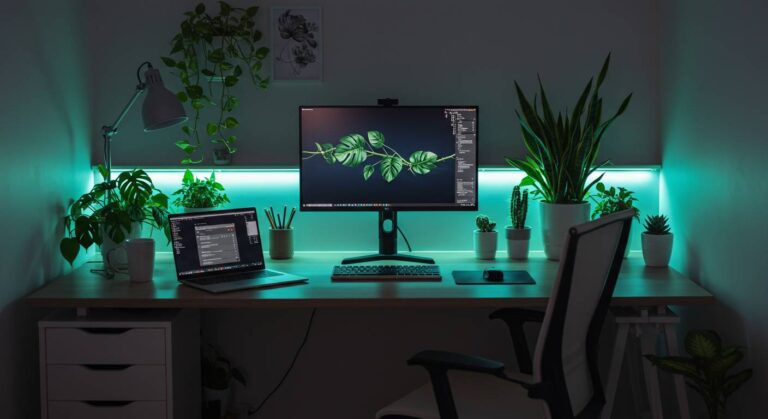 テレワーク環境を劇的改善！植物とLEDの最強コンビネーション
