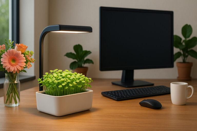 リモートワークの癒し！デスク周りのマイクロ菜園LEDテクニック