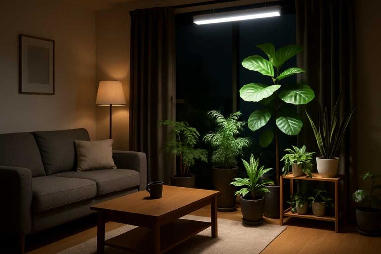 Ra95以上の植物育成用白色LEDで照らすインテリア。植物のあるリラックス空間の作り方