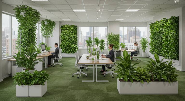 オフィス緑化で社員が元気に！観葉植物とLEDライトでつくる快適な職場環境