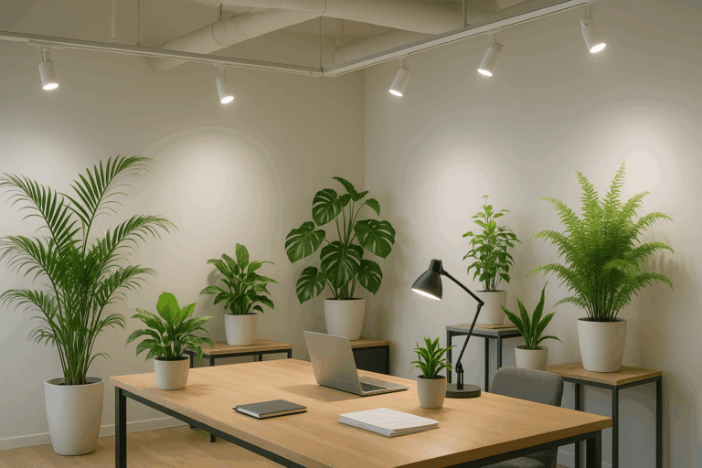 リモートワークを快適に！ダクトレールLED×観葉植物で作る癒しの作業環境