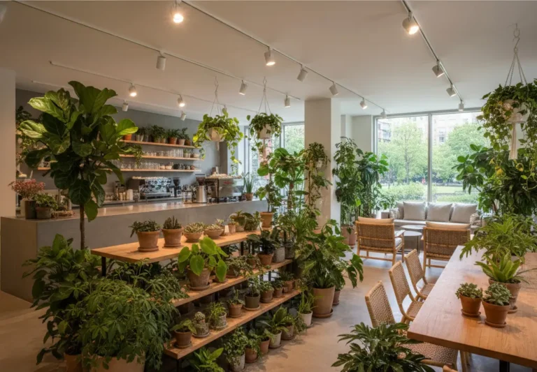 都会のオアシス！園芸Caféの秘密：観葉植物を育てる「植物育成用白色LEDスポットライト」の魅力