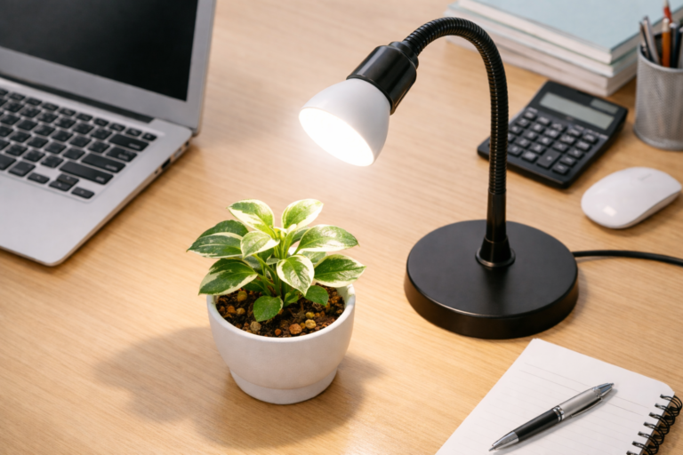 オフィス環境の改善で生産性を高める：植物育成用白色LEDライトと観葉植物の活用ガイド