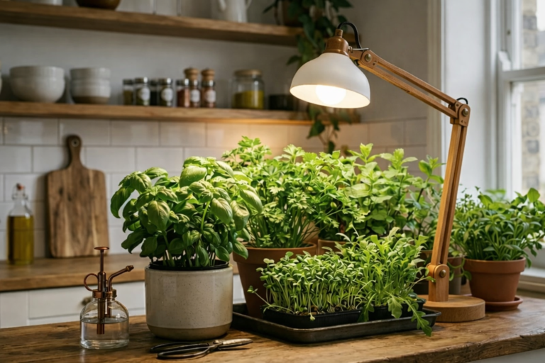 最新の植物育成用白色LEDライトで、室内キッチンガーデンの光不足解消！