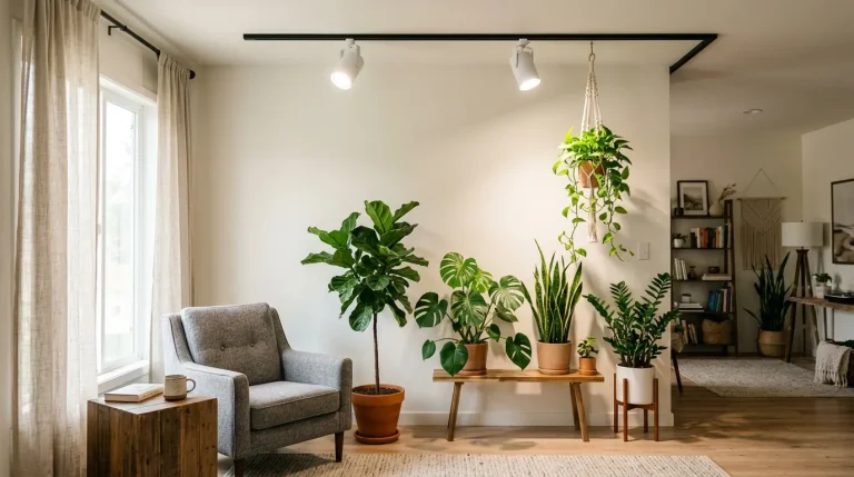 ダクトレール取付タイプの植物育成用白色LEDライトで観葉植物を楽しむ空間作り