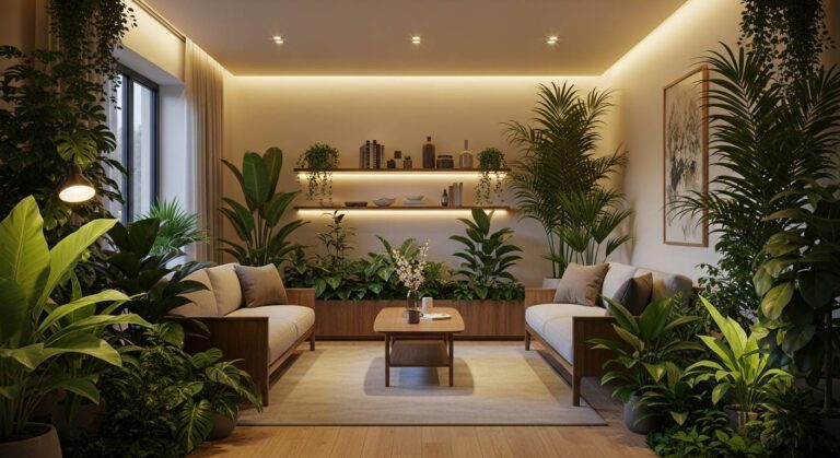 植物育成用白色LEDライトが持つ高演色の光はインテリア照明としても。最高に癒やされる生きた植物のある空間に。