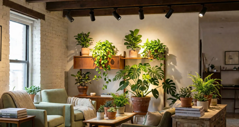 植物育成用白色LEDスポットライトで作る癒しのカフェ風快適空間