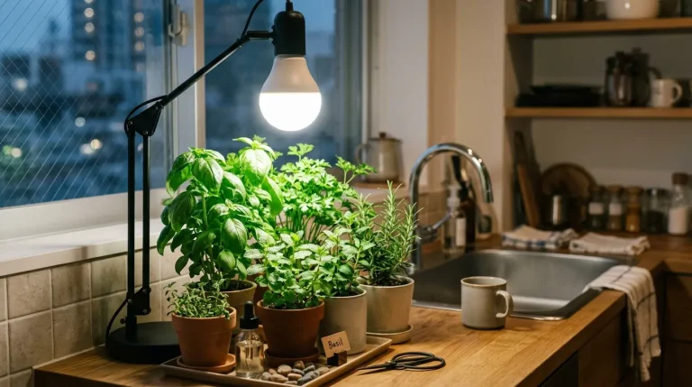 室内で楽しむキッチンハーブ栽培：植物育成用白色LEDライトとE26スタンドの活用術